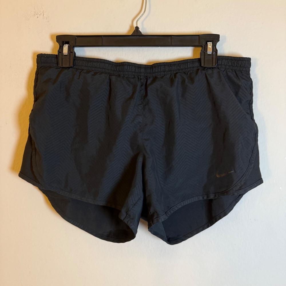 Nike Dri-FIT Mens Running Shorts Black Chevron‎ Pattern Zipper Pocket Small